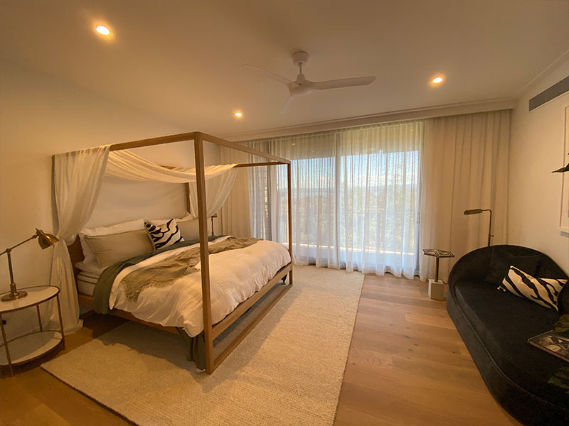 Bedroom with luxury curtains