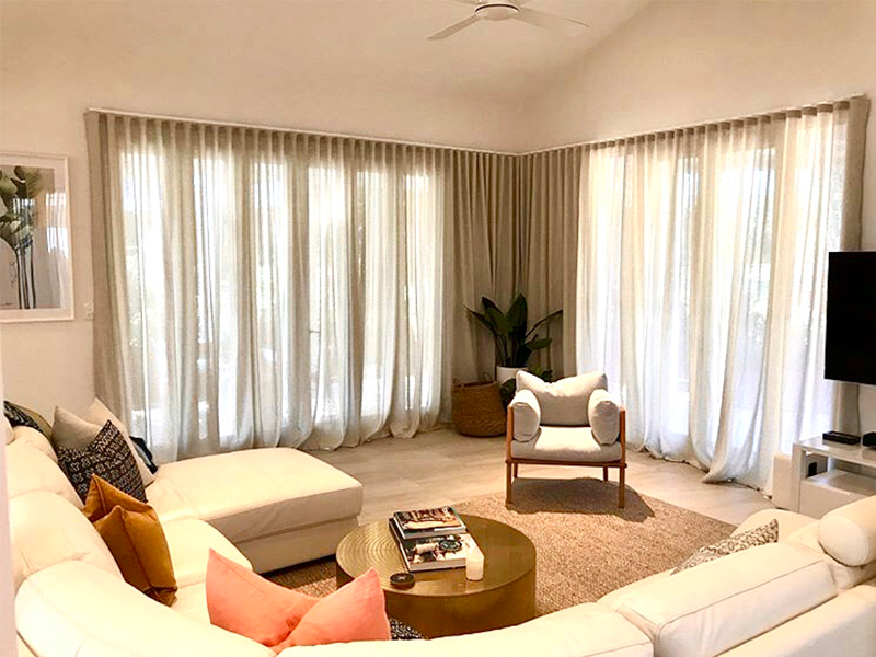 Modern curtains in warm room