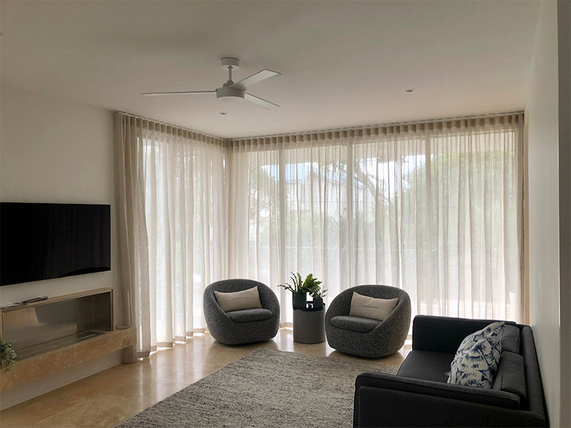 White curtains in a modern living space
