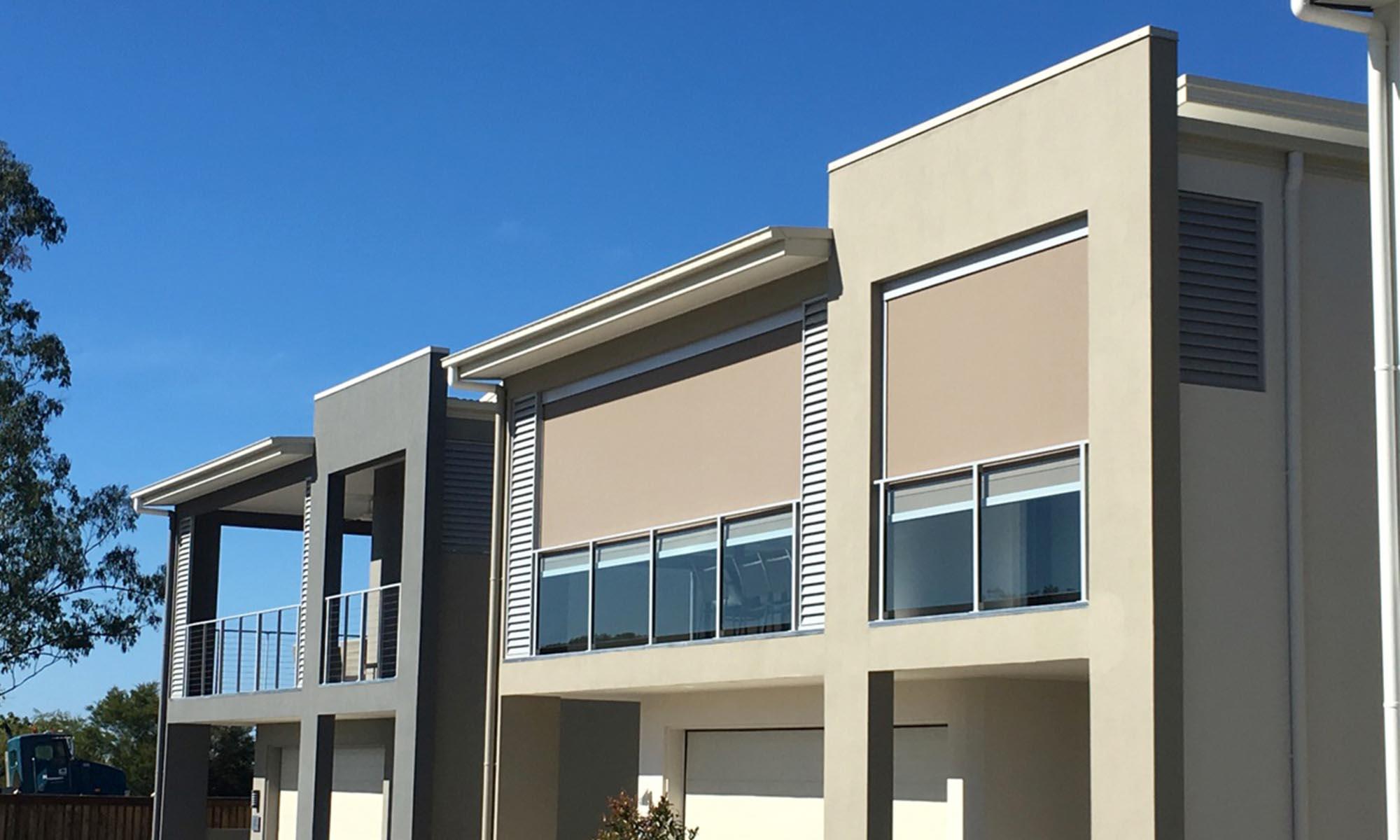 Modern building with modern shutters